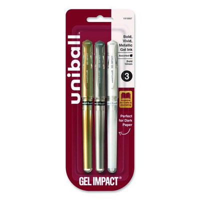 Impact Bold Gel Pen, Stick, Bold 1 Mm, Assorted Marvelous Metallics Ink And Barrel Colors, 3/pack