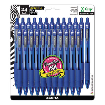 Z-grip Ballpoint Pen, Retractable, Medium 1 Mm, Blue Ink, Clear Barrel, 24/pack Z-grip Ballpoint Pen, Retractable, Medium 1 Mm, Blue Ink, Clear Barrel, 24/pack