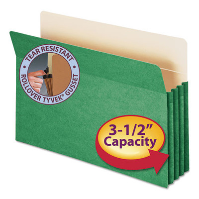 Colored File Pockets, 3.5" Expansion, Legal Size, Green Colored File Pockets, 3.5" Expansion, Legal Size, Green