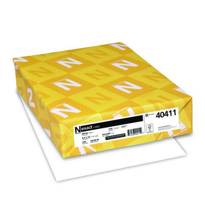 Exact Index Card Stock, 94 Bright, 110 Lb, 8.5 X 11, White, 250/pack