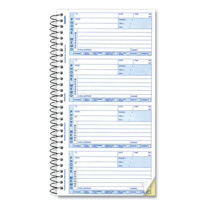 Telephone Message Book, Two-part Carbonless, 5 X 2.75, 4/page, 400 Forms