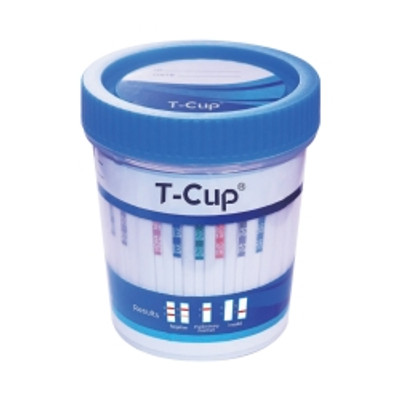 Drugs of Abuse Test Kit T-Cup® AMP, BAR, BUP, BZO, COC, mAMP/MET, MDMA, MOP, MTD, OXY, PCP, THC (CR, pH, SG) 25 Tests CLIA Waived
