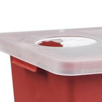 Sharps Container SharpSafety Red Base 17-1/2 H X 15-1/2 W X 11 D Inch Vertical Entry 8 Gallon Sharps Container SharpSafety Red Base 17-1/2 H X 15-1/2 W X 11 D Inch Vertical Entry 8 Gallon