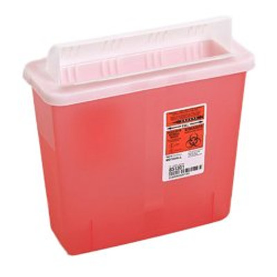 Sharps Container In-Room Translucent Red Base 11 H X 10-3/4 W X 4-3/4 D Inch Horizontal Entry 1.25 Gallon Sharps Container In-Room Translucent Red Base 11 H X 10-3/4 W X 4-3/4 D Inch Horizontal Entry 1.25 Gallon