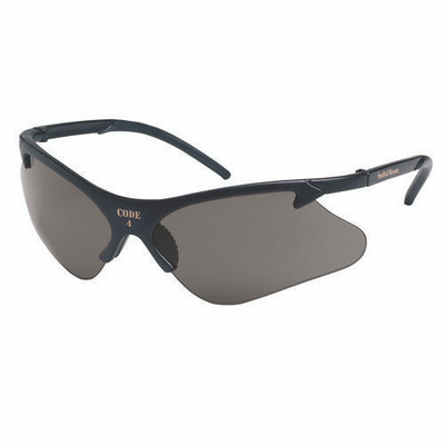 Code 4 Safety Glasses, Black Polycarbonate Frame, Smoke Polycarbonate Lens, 12/box Code 4 Safety Glasses, Black Polycarbonate Frame, Smoke Polycarbonate Lens, 12/box