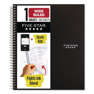 Wirebound Notebook, 1-subject, Wide/legal Rule, Black Cover, (100) 10. X 8.63 Sheets