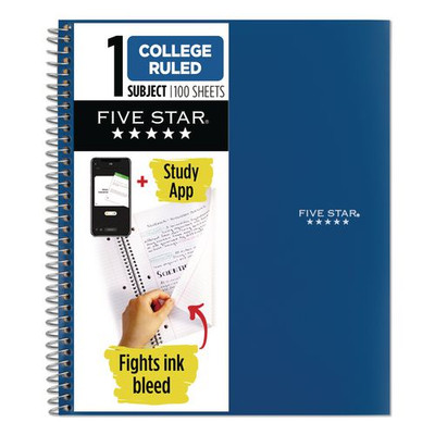 Wirebound Notebook, 1 Subject, Medium/college Rule, Blue Cover, (100) 11 X 9.13 Sheets