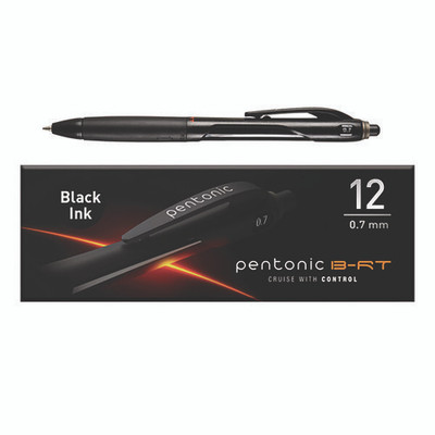Pentonic Retractable Ballpoint Pen, Fine 0.7 Mm, Black Ink, Black Barrel, 12/pack Pentonic Retractable Ballpoint Pen, Fine 0.7 Mm, Black Ink, Black Barrel, 12/pack