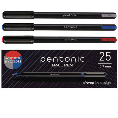 Pentonic Fine Point Ballpoint Pens, 0.7 Mm, Assorted Ink Colors, Black Barrel, 25/pack Pentonic Fine Point Ballpoint Pens, 0.7 Mm, Assorted Ink Colors, Black Barrel, 25/pack