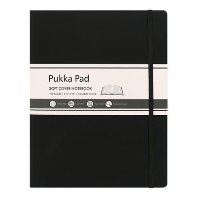 Soft Cover Notebook, College Rule, Black Cover, (96) 11 X 8.5 Sheets