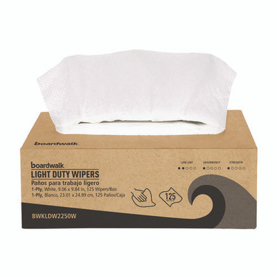 One-ply Paper Wipers, 9.84 X 9.06, White, 125 Wipers/box, 18 Boxes/carton One-ply Paper Wipers, 9.84 X 9.06, White, 125 Wipers/box, 18 Boxes/carton