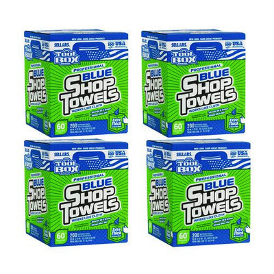 Toolbox Blue Shop Towels, 1-ply, 10 X 12, Blue, 200 Sheets/box, 4 Boxes/carton