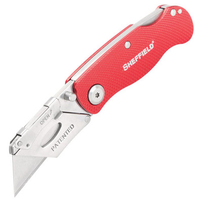 Quick Change Lock Back Utility Knife, 1.25" Blade, 3.5" Aluminum Handle, Red Quick Change Lock Back Utility Knife, 1.25" Blade, 3.5" Aluminum Handle, Red