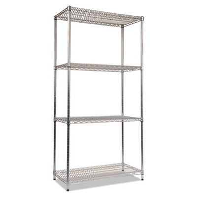 Nsf Certified Industrial 4-shelf Wire Shelving Kit, 36w X 18d X 72h, Silver Nsf Certified Industrial 4-shelf Wire Shelving Kit, 36w X 18d X 72h, Silver