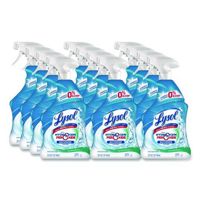 Bathroom Cleaner With Hydrogen Peroxide, Cool Spring Breeze, 32 Oz Trigger Spray Bottle, 12/carton