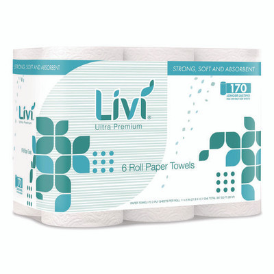 Kitchen Roll Towel, 2-ply, 5" X 11", White, 6 Rolls/pack, 4 Packs/carton Kitchen Roll Towel, 2-ply, 5" X 11", White, 6 Rolls/pack, 4 Packs/carton