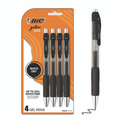 Gel-ocity Pro Gel Pen, Retractable, Medium 0.7 Mm, Black Ink, Translucent Black/black Barrel, 4/pack Gel-ocity Pro Gel Pen, Retractable, Medium 0.7 Mm, Black Ink, Translucent Black/black Barrel, 4/pack