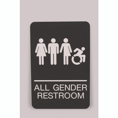 Ada Sign, All Gender Restroom, 6 X 9, Black Face, White Graphics Ada Sign, All Gender Restroom, 6 X 9, Black Face, White Graphics