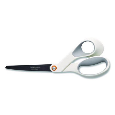 Premier Softgrip Nonstick Scissors, 9.75" Long, 8" Cut Length, Offset White Handle