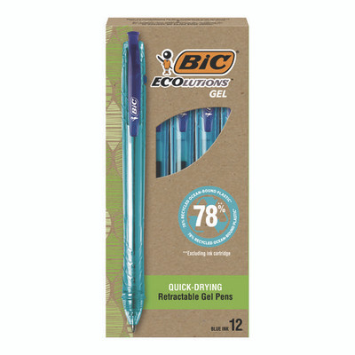 Ecolutions Gel Pen, Retractable, Medium 1 Mm, Blue Ink, Blue Barrel, 12/pack Ecolutions Gel Pen, Retractable, Medium 1 Mm, Blue Ink, Blue Barrel, 12/pack