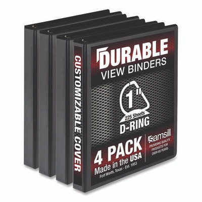 Durable D-ring View Binders, 3 Rings, 1" Capacity, 11.5" X 8.5", Black, 4/pack Durable D-ring View Binders, 3 Rings, 1" Capacity, 11.5" X 8.5", Black, 4/pack