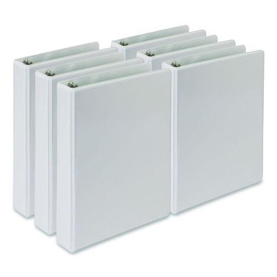 Economy Round Ring View Binders, 3 Rings, 1" Capacity, 8.5 X 5.5, White, 6/carton