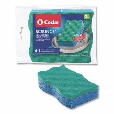 Scrunge Non-scratch Scrub Sponge, 2.63" X 4.25", 1" Thick, Green/blue, 2/pack Scrunge Non-scratch Scrub Sponge, 2.63" X 4.25", 1" Thick, Green/blue, 2/pack
