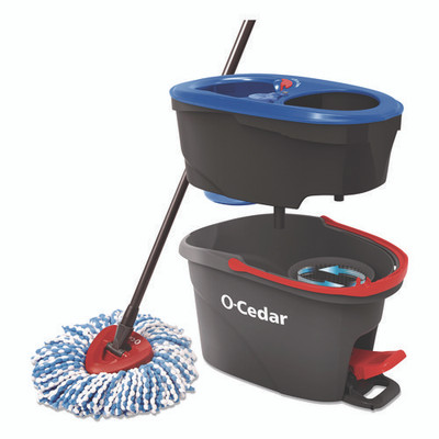 Ezwring Rinseclean Spin Mop System, Blue/white Microfiber Head, Up To 51" Adjustable Red/gray Handle Ezwring Rinseclean Spin Mop System, Blue/white Microfiber Head, Up To 51" Adjustable Red/gray Handle