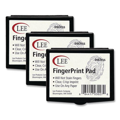 Inkless Fingerprint Pad, 2.25" X 1.75", Black, 3/pack