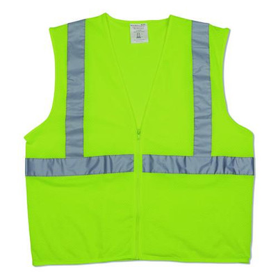 Zipper Safety Vest, Large, Hi-viz Lime Yellow
