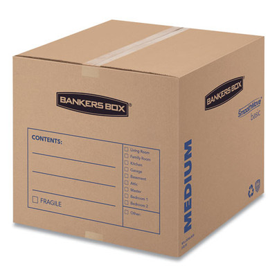 Smoothmove Basic Moving Boxes, Medium, Regular Slotted Container (rsc), 18" X 18" X 16", Brown Kraft/blue, 20/bundle