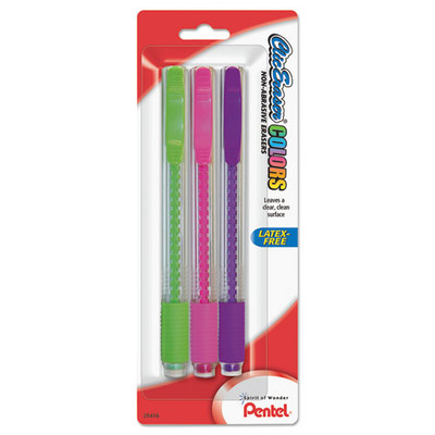 Clic Eraser Colors Eraser, For Pencil Marks, White Eraser, Assorted Barrel Colors, 3/pack Clic Eraser Colors Eraser, For Pencil Marks, White Eraser, Assorted Barrel Colors, 3/pack
