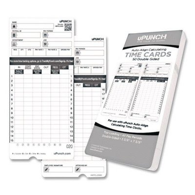 Time Clock Cards For Upunch Hn4000, Two Sides, 7.37 X 3.37, 50/pack