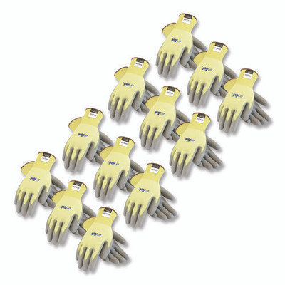 G-tek Kev Cut-resistant Seamless-knit Gloves, Medium (size 8), Yellow/gray, 12 Pairs G-tek Kev Cut-resistant Seamless-knit Gloves, Medium (size 8), Yellow/gray, 12 Pairs