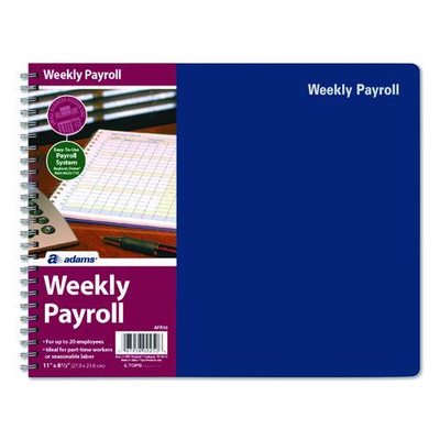 Weekly Payroll Record Book For 20 Employees, Two-page Spread: 36 Columns, Royal Blue Cover, 8.5 X 11 Sheets, 56 Sheets/book