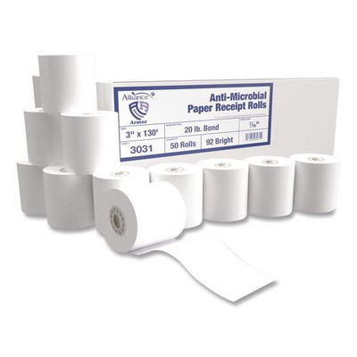 Armor Antimicrobial Receipt Roll Paper, 3" X 130 Ft, White, 50/carton