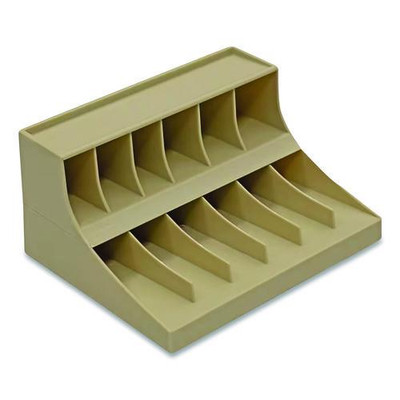 Coin Wrapper And Bill Strap 2-tier Rack, 11 Compartments, 9.38 X 8.13 4.63, Plastic, Pebble Beige