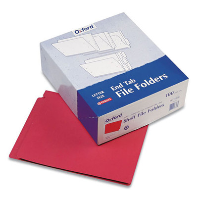 Colored End Tab Folders With Reinforced Double-ply Straight Cut Tabs, Letter Size, 0.75" Expansion, Red, 100/box Colored End Tab Folders With Reinforced Double-ply Straight Cut Tabs, Letter Size, 0.75" Expansion, Red, 100/box