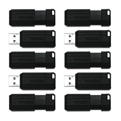 Pinstripe Usb 2.0 Flash Drive, 32 Gb, Black, 10/pack