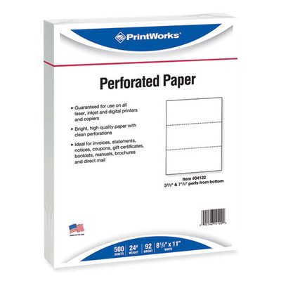 Perforated And Punched Paper, 92 Bright, 24 Lb Bond Weight, 8.5 X 11, White, 500/ream, 5 Reams/carton Perforated And Punched Paper, 92 Bright, 24 Lb Bond Weight, 8.5 X 11, White, 500/ream, 5 Reams/carton