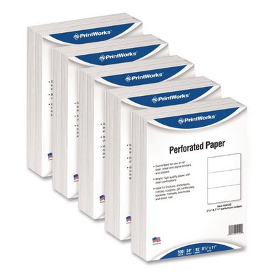 Perforated And Punched Paper, 92 Bright, 24 Lb Bond Weight, 8.5 X 11, White, 500/ream, 5 Reams/carton
