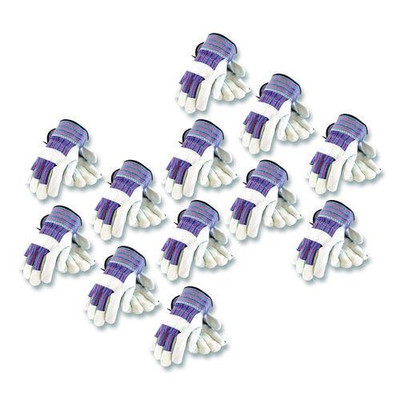 Shoulder Split Cowhide Leather Palm Gloves, B/c Grade, Medium, Blue/gray, 12 Pairs