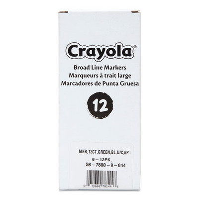 Broad Line Washable Markers, Broad Bullet Tip, Green, 12/box