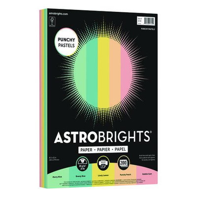 Color Paper - "punchy Pastels" Assortment, 24 Lb Bond Weight, 8.5 X 11, Assorted, 200/pack