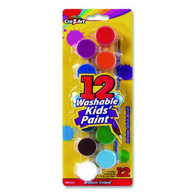 Washable Kids' Paint Set, With Artist Brush, 12 Assorted Colors/pack
