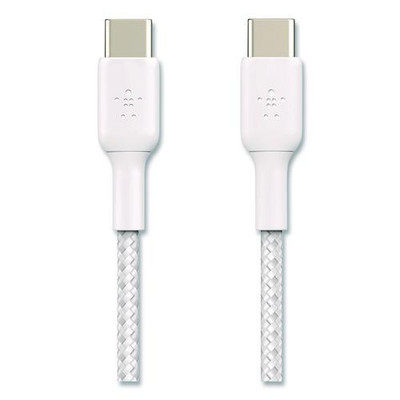Boost Charge Braided Usb-c To Usb-c Cable, 3.3 Ft, White