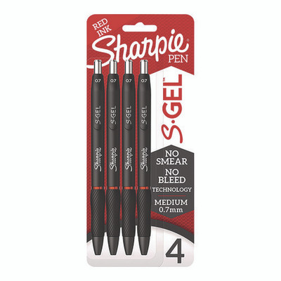 S-gel Gel Pen, Retractable, Medium 0.7 Mm, Red Ink, Black Barrel, 4/pack S-gel Gel Pen, Retractable, Medium 0.7 Mm, Red Ink, Black Barrel, 4/pack
