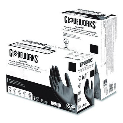 Nitrile Exam Gloves, 2x-large, Black, 100/box