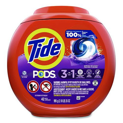 Pods Laundry Detergent, Spring Meadow Scent, 35 Oz Tub, 42 Pods/tub