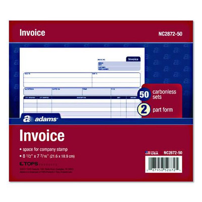 Multipart General-purpose Invoice Forms, Two-part Carbonless, 8.5 X 6.94, 50 Forms Total